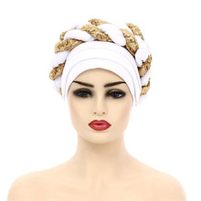 Load image into Gallery viewer, Latest African Auto Geles Headtie Already Made Headties Shinning Sequins Turban Cap for Women Ready Female Head Wraps