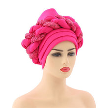 Load image into Gallery viewer, Latest African Auto Geles Headtie Already Made Headties Shinning Sequins Turban Cap for Women Ready Female Head Wraps