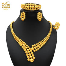 Load image into Gallery viewer, Nigerian Wedding Jewelry Set Gold Plated Dubai African Chokers Necklace Earrings Rings Fashion Bridal Jewellery Sets For Women