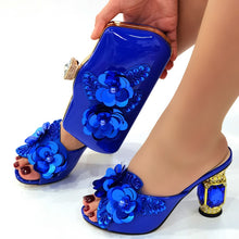 Load image into Gallery viewer, Classic Gold Color Pointed Wine Glass Heel Design Ladies Shoes Dual-Use Ladies Bags Wedding Party Shoes Bag