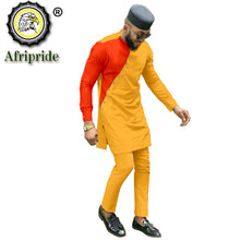 Load image into Gallery viewer, Bazin Riche Men 3 Pieces Pants Sets African Design Clothing African Men Clothes Casual Men Shirt Pants and Hat Sets S2116006