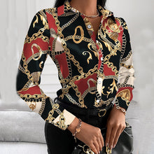 Load image into Gallery viewer, Printed Shirt Women 2022 autumn Elegant Office Ladies Blouse Clothes Fashion Lapel Long Sleeve Buttons Casual Tops For Woman