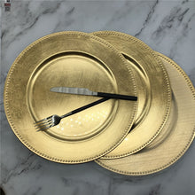 Load image into Gallery viewer, 13 Inch Wholesale Dinner Gold Plastic Beaded Charger Plates Elegent Pearl Dish Wedding Christmas Salver Decorative Salad