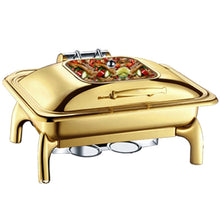 Load image into Gallery viewer, Gold Chaffing Dishes Glass Top Royal Food Warmer Commercial Buffet chaffing dish luxury for Hotel