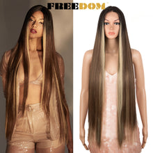 Load image into Gallery viewer, FREEDOM Synthetic Lace Front Wigs For Women Super Long 38Inch Ombre Blonde Highlight Ginger Straight Lace Wigs Cosplay Wigs