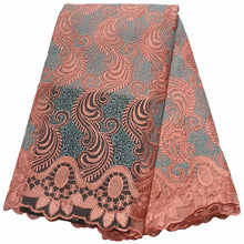 Load image into Gallery viewer, african lace fabric 2021 high quality lace nigerian lace fabric for women dress african tulle lace with stones 5yards per piece