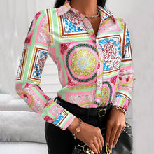 Load image into Gallery viewer, Printed Shirt Women 2022 autumn Elegant Office Ladies Blouse Clothes Fashion Lapel Long Sleeve Buttons Casual Tops For Woman