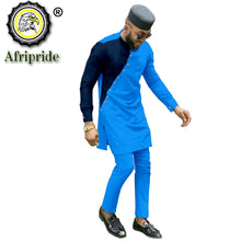 Load image into Gallery viewer, Bazin Riche Men 3 Pieces Pants Sets African Design Clothing African Men Clothes Casual Men Shirt Pants and Hat Sets S2116006