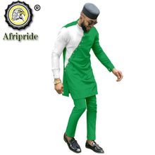 Load image into Gallery viewer, Bazin Riche Men 3 Pieces Pants Sets African Design Clothing African Men Clothes Casual Men Shirt Pants and Hat Sets S2116006