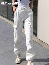 Load image into Gallery viewer, HEYounGIRL Harajuku High Waist Cargo Pants Women Black White Casual Sweatpants Korean Fashion Ladies Trousers Pocket Streeetwear
