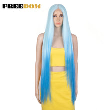Load image into Gallery viewer, FREEDOM Synthetic Lace Front Wigs For Women Super Long 38Inch Ombre Blonde Highlight Ginger Straight Lace Wigs Cosplay Wigs