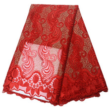 Load image into Gallery viewer, african lace fabric 2021 high quality lace nigerian lace fabric for women dress african tulle lace with stones 5yards per piece