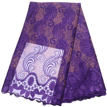 Load image into Gallery viewer, african lace fabric 2021 high quality lace nigerian lace fabric for women dress african tulle lace with stones 5yards per piece