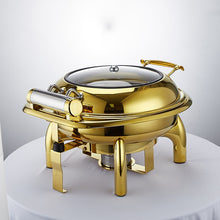 Load image into Gallery viewer, Gold Chaffing Dishes Glass Top Royal Food Warmer Commercial Buffet chaffing dish luxury for Hotel