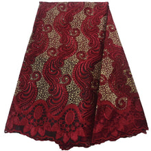 Load image into Gallery viewer, african lace fabric 2021 high quality lace nigerian lace fabric for women dress african tulle lace with stones 5yards per piece