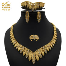 Load image into Gallery viewer, Nigerian Wedding Jewelry Set Gold Plated Dubai African Chokers Necklace Earrings Rings Fashion Bridal Jewellery Sets For Women
