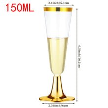 Load image into Gallery viewer, 30pcs Gold Champagne Flutes Plastic Disposable Plastic Glasses Wine Toasting Wedding Party Cocktail Cups Celebration Supplies
