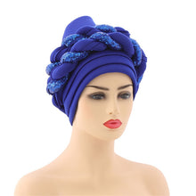 Load image into Gallery viewer, Latest African Auto Geles Headtie Already Made Headties Shinning Sequins Turban Cap for Women Ready Female Head Wraps