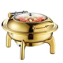 Load image into Gallery viewer, Gold Chaffing Dishes Glass Top Royal Food Warmer Commercial Buffet chaffing dish luxury for Hotel