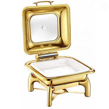 Load image into Gallery viewer, Gold Chaffing Dishes Glass Top Royal Food Warmer Commercial Buffet chaffing dish luxury for Hotel