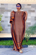 Load image into Gallery viewer, 2023 New Style Fashion Oversize African Women Clothing Dubai Dashiki Abaya Free Size Print Design With Scarf Loose Long Dress