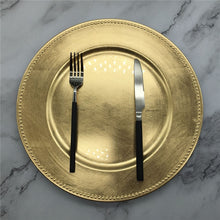 Load image into Gallery viewer, 13 Inch Wholesale Dinner Gold Plastic Beaded Charger Plates Elegent Pearl Dish Wedding Christmas Salver Decorative Salad