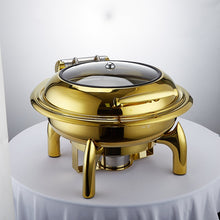 Load image into Gallery viewer, Gold Chaffing Dishes Glass Top Royal Food Warmer Commercial Buffet chaffing dish luxury for Hotel
