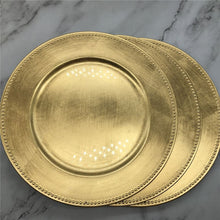 Load image into Gallery viewer, 13 Inch Wholesale Dinner Gold Plastic Beaded Charger Plates Elegent Pearl Dish Wedding Christmas Salver Decorative Salad