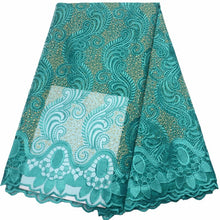 Load image into Gallery viewer, african lace fabric 2021 high quality lace nigerian lace fabric for women dress african tulle lace with stones 5yards per piece