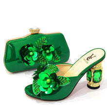 Load image into Gallery viewer, Classic Gold Color Pointed Wine Glass Heel Design Ladies Shoes Dual-Use Ladies Bags Wedding Party Shoes Bag
