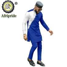 Load image into Gallery viewer, Bazin Riche Men 3 Pieces Pants Sets African Design Clothing African Men Clothes Casual Men Shirt Pants and Hat Sets S2116006