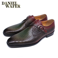 Load image into Gallery viewer, Luxury Men Loafers Shoes Slip on Monk Strap Mix Color Black Men Casual Shoes Dress Office Business Wedding Genuine Leather Shoes