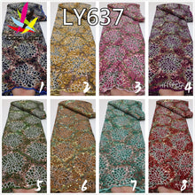 Load image into Gallery viewer, PGC African Lace Fabric 2022 High Quality Lace Material Nigerian French Sequins Lace Fabric For Party Dress YA4322B-5