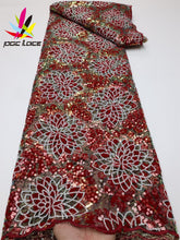 Load image into Gallery viewer, PGC African Lace Fabric 2022 High Quality Lace Material Nigerian French Sequins Lace Fabric For Party Dress YA4322B-5