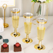Load image into Gallery viewer, 30pcs Gold Champagne Flutes Plastic Disposable Plastic Glasses Wine Toasting Wedding Party Cocktail Cups Celebration Supplies