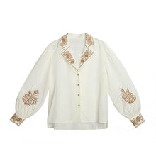 Load image into Gallery viewer, QWEEK Blouse Women Elegant Retro Vintage Shirt Embroidered Floral Top Long Sleeve Korean Office Ladies Luxury Designer Clothes