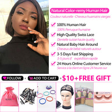Load image into Gallery viewer, Short Bob Wig Lace Front Wigs 13x4 Bone Straight Brazilian Human Hair Wigs Pre-Plucked Transparent 4x4 Closure 180% Density