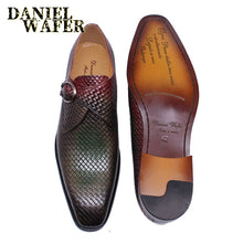 Load image into Gallery viewer, Luxury Men Loafers Shoes Slip on Monk Strap Mix Color Black Men Casual Shoes Dress Office Business Wedding Genuine Leather Shoes