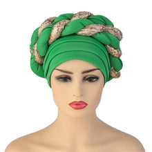 Load image into Gallery viewer, Latest African Auto Geles Headtie Already Made Headties Shinning Sequins Turban Cap for Women Ready Female Head Wraps