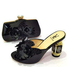 Load image into Gallery viewer, Classic Gold Color Pointed Wine Glass Heel Design Ladies Shoes Dual-Use Ladies Bags Wedding Party Shoes Bag
