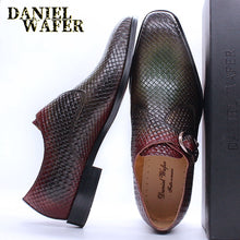 Load image into Gallery viewer, Luxury Men Loafers Shoes Slip on Monk Strap Mix Color Black Men Casual Shoes Dress Office Business Wedding Genuine Leather Shoes