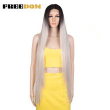 Load image into Gallery viewer, FREEDOM Synthetic Lace Front Wigs For Women Super Long 38Inch Ombre Blonde Highlight Ginger Straight Lace Wigs Cosplay Wigs