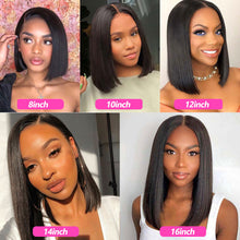 Load image into Gallery viewer, Short Bob Wig Lace Front Wigs 13x4 Bone Straight Brazilian Human Hair Wigs Pre-Plucked Transparent 4x4 Closure 180% Density