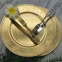 Load image into Gallery viewer, 13 Inch Wholesale Dinner Gold Plastic Beaded Charger Plates Elegent Pearl Dish Wedding Christmas Salver Decorative Salad