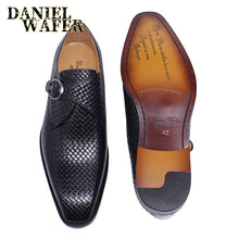 Load image into Gallery viewer, Luxury Men Loafers Shoes Slip on Monk Strap Mix Color Black Men Casual Shoes Dress Office Business Wedding Genuine Leather Shoes