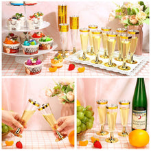 Load image into Gallery viewer, 30pcs Gold Champagne Flutes Plastic Disposable Plastic Glasses Wine Toasting Wedding Party Cocktail Cups Celebration Supplies