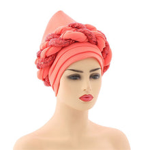 Load image into Gallery viewer, Latest African Auto Geles Headtie Already Made Headties Shinning Sequins Turban Cap for Women Ready Female Head Wraps