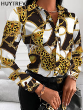 Load image into Gallery viewer, Printed Shirt Women 2022 autumn Elegant Office Ladies Blouse Clothes Fashion Lapel Long Sleeve Buttons Casual Tops For Woman