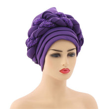 Load image into Gallery viewer, Latest African Auto Geles Headtie Already Made Headties Shinning Sequins Turban Cap for Women Ready Female Head Wraps