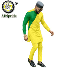 Load image into Gallery viewer, Bazin Riche Men 3 Pieces Pants Sets African Design Clothing African Men Clothes Casual Men Shirt Pants and Hat Sets S2116006